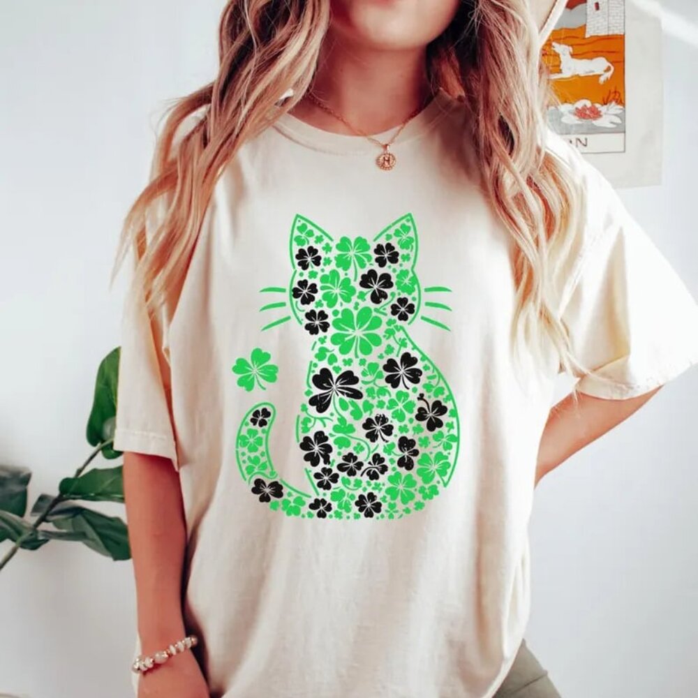 St Patricks Day Cat Shirt, Lucky Cats TShirt, Irish Cat Tee
